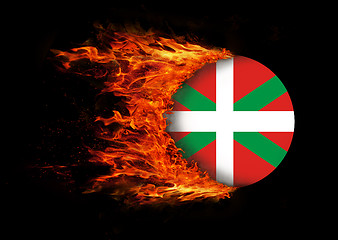 Image showing Flag with a trail of fire - Basque Country