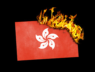 Image showing Flag burning - Hong Kong