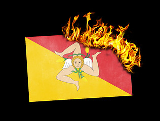 Image showing Flag burning - Sicily