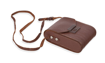Image showing Old brown leather bag or case