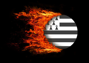 Image showing Flag with a trail of fire - Brittany