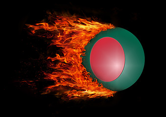 Image showing Flag with a trail of fire - Bangladesh