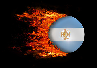 Image showing Flag with a trail of fire - Argentina