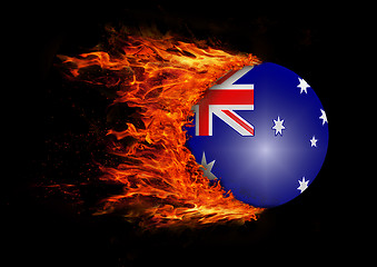 Image showing Flag with a trail of fire - Australia