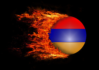 Image showing Flag with a trail of fire - Armenia