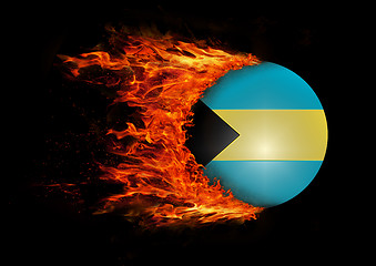 Image showing Flag with a trail of fire - Bahamas