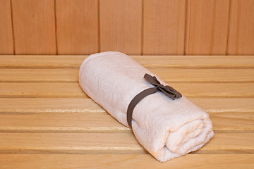 Image showing Towel in sauna