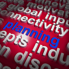 Image showing Planning Word Cloud Shows Objectives Plan And Organize