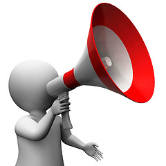 Image showing Megaphone Character Shows Speech Shouting Announcing And Announc