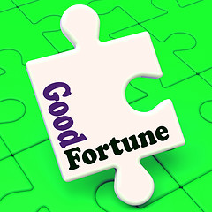 Image showing Good Fortune Puzzle Shows Fortunate Winning Or Lucky 