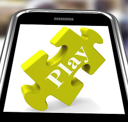 Image showing Play Smartphone Means Fun And Games On Web