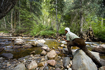 Image showing Fisherman in River