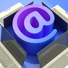 Image showing E-mail Symbol Laptops Shows Mailing on Web