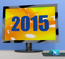 Image showing Two Thousand And Fifteen On Monitor Shows Year 2015