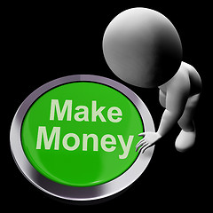 Image showing Make Money Button Shows Startup Business And Wealth