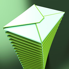 Image showing Piled Envelopes Shows Electronic Mailbox Internet Communication