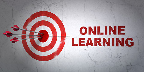 Image showing Learning concept: target and Online Learning on wall background