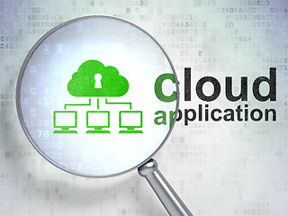 Image showing Cloud technology concept: Cloud Network and Cloud Application with optical glass