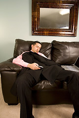 Image showing Businessman Sleeping on the Couch