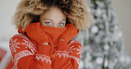 Image showing Fashionable young woman at Christmas