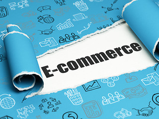 Image showing Business concept: black text E-commerce under the piece of  torn paper