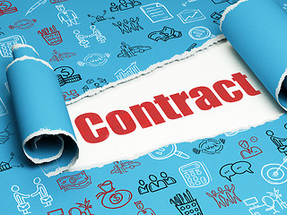 Image showing Business concept: red text Contract under the piece of  torn paper