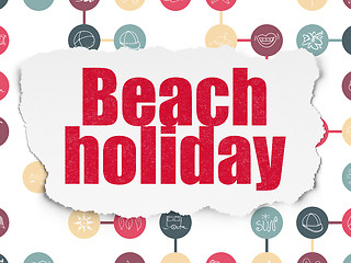 Image showing Tourism concept: Beach Holiday on Torn Paper background