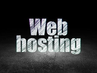 Image showing Web development concept: Web Hosting in grunge dark room