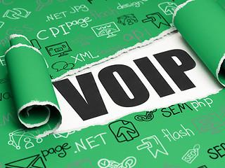 Image showing Web development concept: black text VOIP under the piece of  torn paper