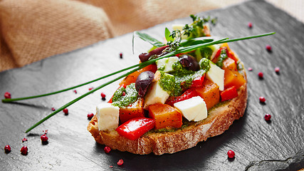 Image showing Bruschetta with roasted pumpkin