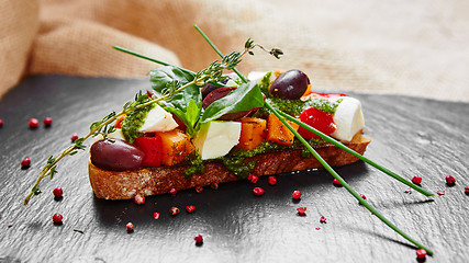 Image showing Bruschetta with roasted pumpkin