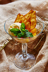 Image showing Homemade ice cream with mint 