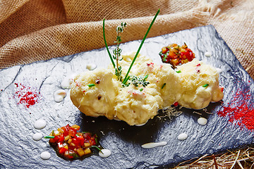 Image showing cauliflower bites, vegetarian food.