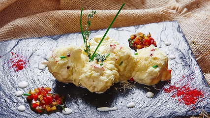 Image showing cauliflower bites, vegetarian food.