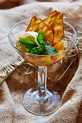 Image showing Homemade ice cream with mint 