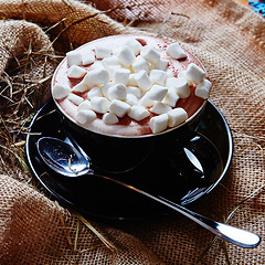 Image showing Cup of cocoa with marshmallows