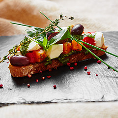 Image showing Bruschetta with roasted pumpkin