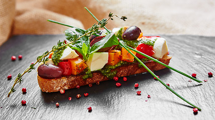 Image showing Bruschetta with roasted pumpkin