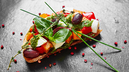 Image showing Bruschetta with roasted pumpkin