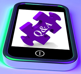 Image showing Q&a puzzle on mobile phone shows questions and answers