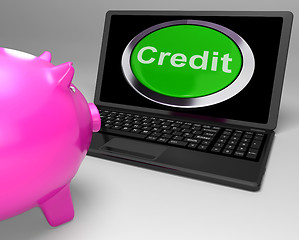 Image showing Credit Button On Laptop Shows Financial Loan