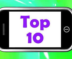 Image showing Top Ten On Phone Shows Best Ranking Or Rating