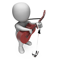 Image showing Guitarist Character Shows Strumming Guitar Music On Stage