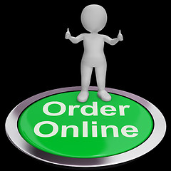 Image showing Order Online Button Shows Purchasing On The Web