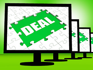 Image showing Deal Monitor Shows Bargain Trade Contract Or Dealing