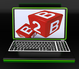 Image showing B2B Dices On Laptop Showing Online Commerce