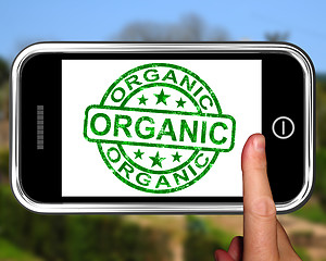 Image showing Organic On Smartphone Shows Ecological Products