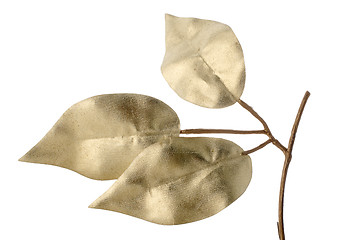 Image showing Christmas decorative golden leaves