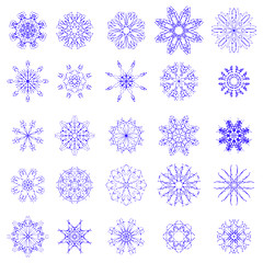 Image showing Set of Different Blue Snowflakes