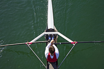 Image showing Young Man paddling